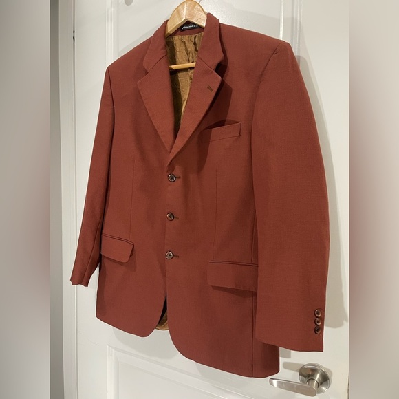 Beaver Brook Blazer Men’s Sz 42R Virgin Wool Career 3-Button Burnt Orange Colour - Picture 2 of 13